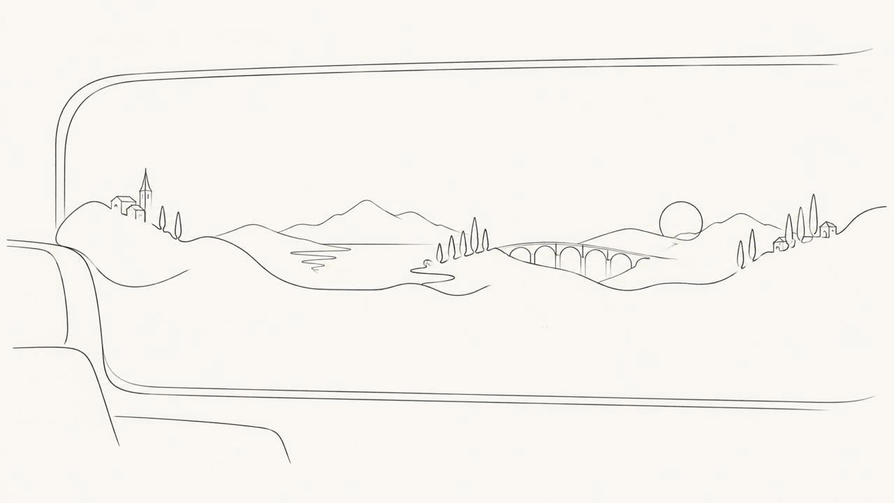Outline line art of a train